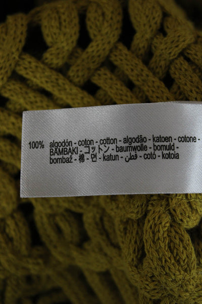 Zara Women Cardigan Yellow Cotton Geometric Round Neck Long Sleeve Size S