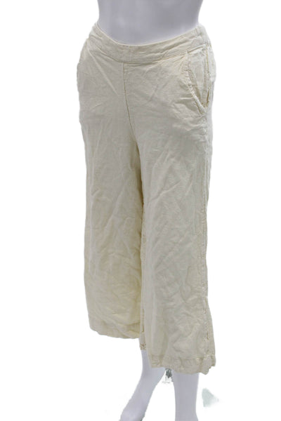 Free-est Women Cropped Linen Pants Ivory Pull On Inseam 24 Size XS