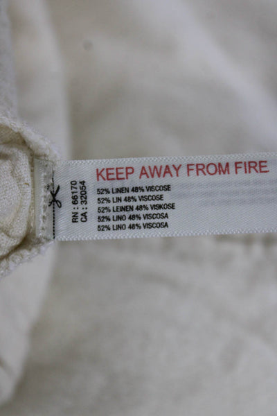 Free-est Women Cropped Linen Pants Ivory Pull On Inseam 24 Size XS