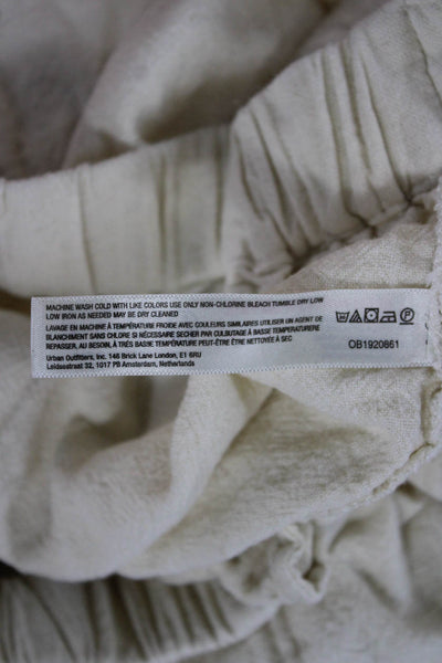 Free-est Women Cropped Linen Pants Ivory Pull On Inseam 24 Size XS