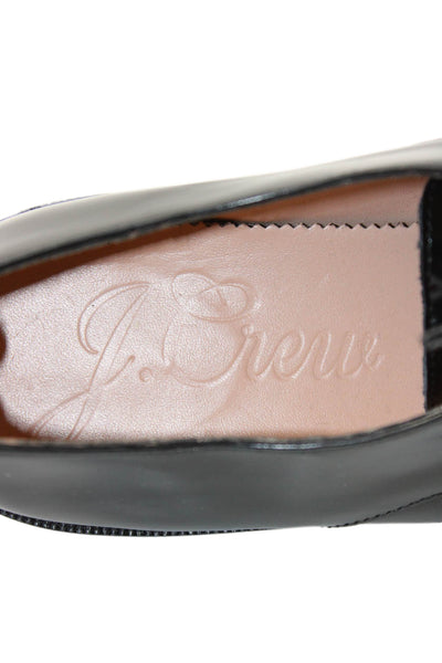 J Crew Womens Patent Leather Lace Up Oxford Flats Black Size 8