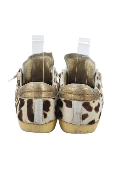 Phillipe Model Womens Animal Print Low Top Sneakers White Brown Size 37 7