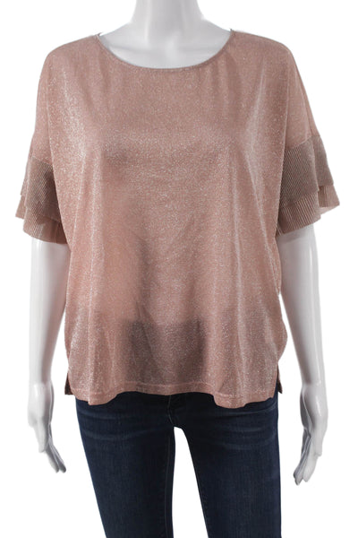 Gerard Darel Womens Pink Basic Blouse Short Sleeve Round Neck Size 2