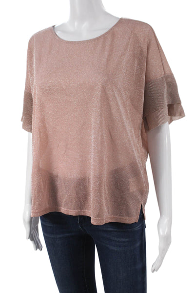 Gerard Darel Womens Pink Basic Blouse Short Sleeve Round Neck Size 2