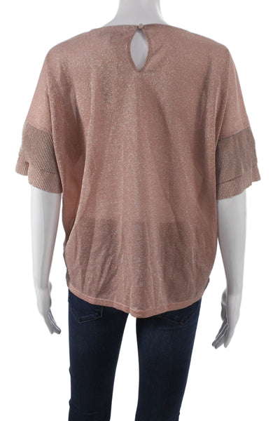 Gerard Darel Womens Pink Basic Blouse Short Sleeve Round Neck Size 2