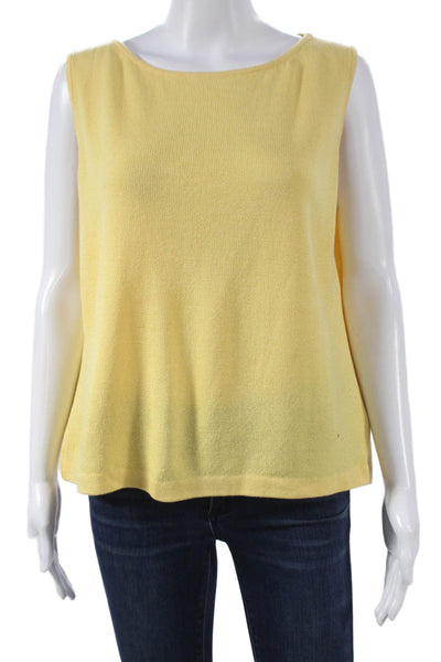 St. John Womens Wool Boat Neck Sleeveless Tank Yellow Size L