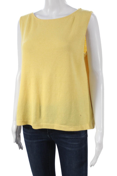 St. John Womens Wool Boat Neck Sleeveless Tank Yellow Size L