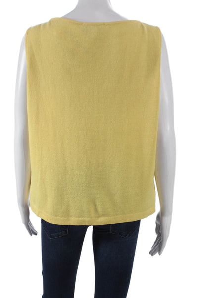 St. John Womens Wool Boat Neck Sleeveless Tank Yellow Size L