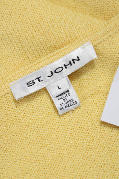 St. John Womens Wool Boat Neck Sleeveless Tank Yellow Size L