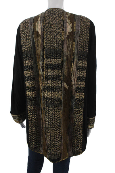 Kaneko Women Basic Jacket Black Geometric Poly Blend Button Size M
