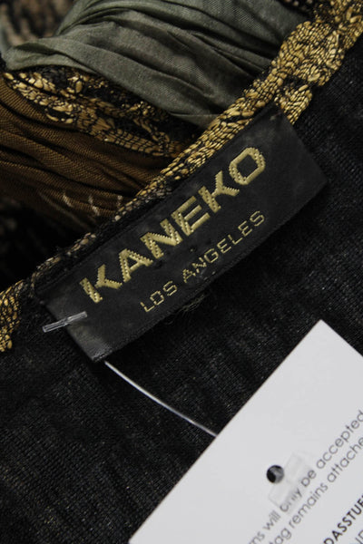 Kaneko Women Basic Jacket Black Geometric Poly Blend Button Size M
