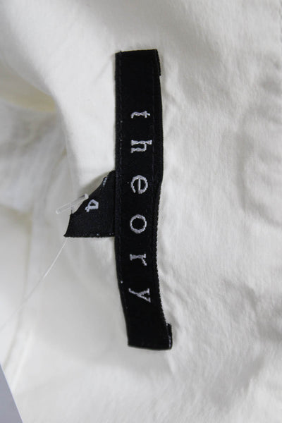 Theory Womens Dress Pants White Cotton Zip Inseam 31 Size 4