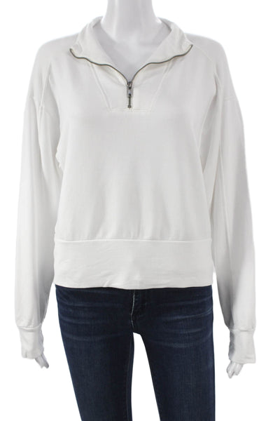 Stateside Women Collared Pullover White Siro Micro Modal Long Sleeve Size L