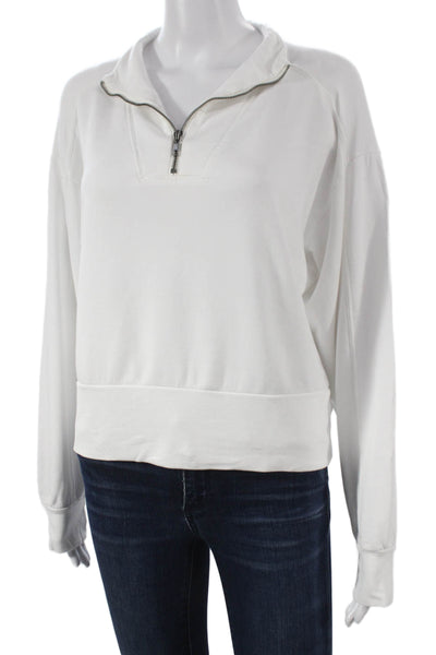 Stateside Women Collared Pullover White Siro Micro Modal Long Sleeve Size L