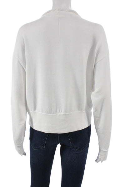 Stateside Women Collared Pullover White Siro Micro Modal Long Sleeve Size L
