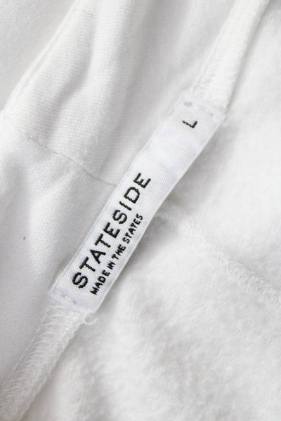 Stateside Women Collared Pullover White Siro Micro Modal Long Sleeve Size L