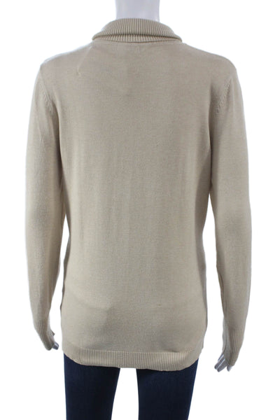 Odemai Women Pullover Sweater Beige Viscose Turtleneck Long Sleeve Size 2