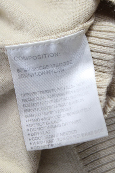 Odemai Women Pullover Sweater Beige Viscose Turtleneck Long Sleeve Size 2