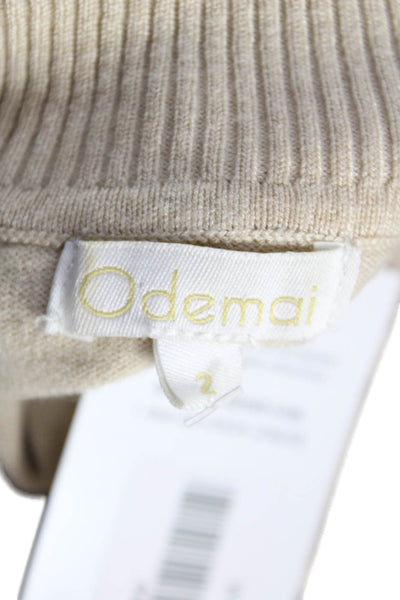 Odemai Women Pullover Sweater Beige Viscose Turtleneck Long Sleeve Size 2