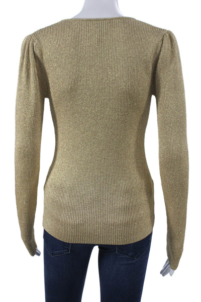 Generation Love Womens Basic Henley Long Sleeve Gold Polyester T-Shirt Size S