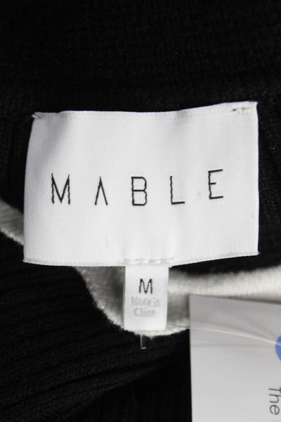 Mable Womens Black Viscose Collared Pullover Sweater Long Sleeve Size M