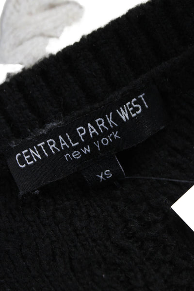 Central Park West Women V-Neck Geometric Pullover Sweater Black Size XS