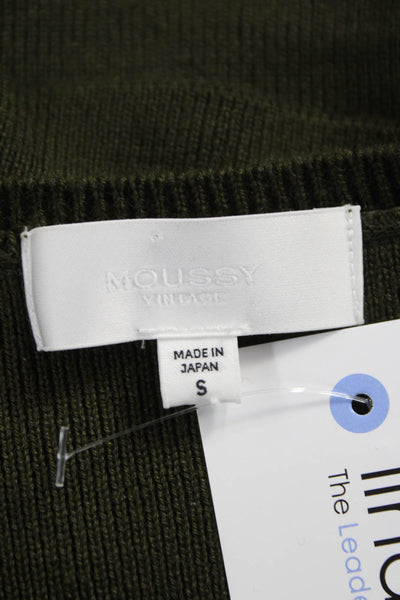 Moussy Women Pullover Sweater Green Acrylic Long Sleeve Round Neck Size S