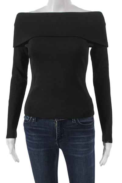 Alexis Womens Basic Black Off the Shoulder Sweater Long Sleeve Size S