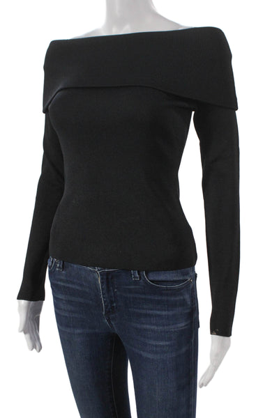 Alexis Womens Basic Black Off the Shoulder Sweater Long Sleeve Size S