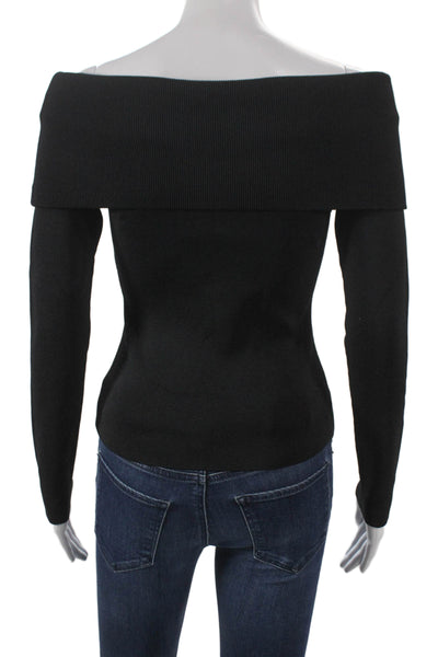 Alexis Womens Basic Black Off the Shoulder Sweater Long Sleeve Size S