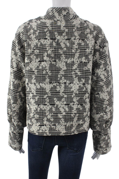 Koshka Women Pullover Sweater Black Check Mock Neck Long Sleeve Size 38