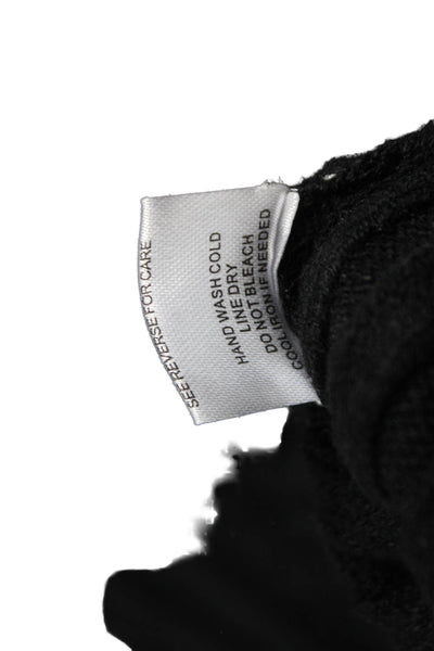 Central Park West Women Black Rayon Cable Mock Neck Sweater Size S