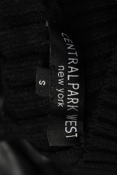 Central Park West Women Black Rayon Cable Mock Neck Sweater Size S