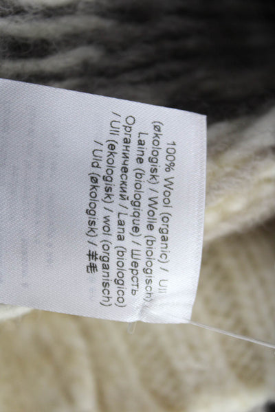 Ganni Womens Pullover Sweater Ivory Wool Crewneck Geometric Long Sleeve Size XS