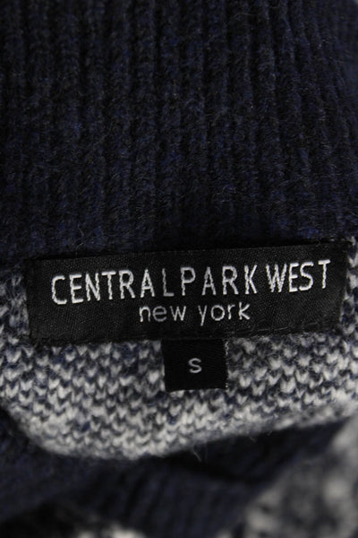 Central Park West Women Pullover Sweater Fair Isle Collared Blue Size S