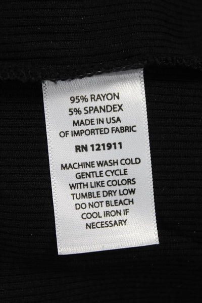 LNA Womens Cropped T-Shirt Black Rayon Crew Neck Long Sleeve Size M