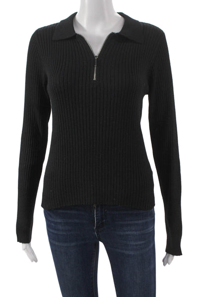 Z Supply Womens Black Collared Pullover Sweater Long Sleeve Polyester Size M
