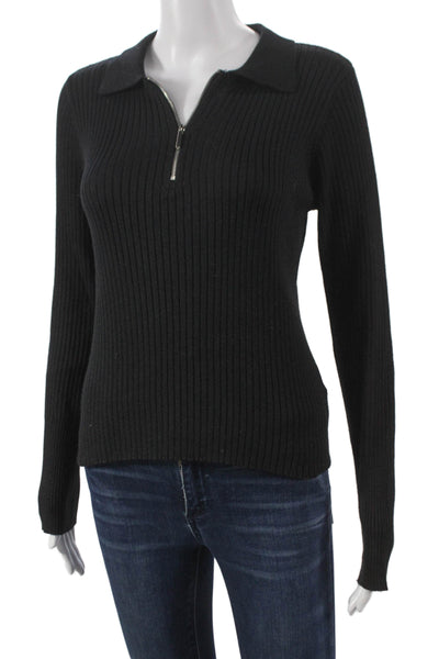Z Supply Womens Black Collared Pullover Sweater Long Sleeve Polyester Size M