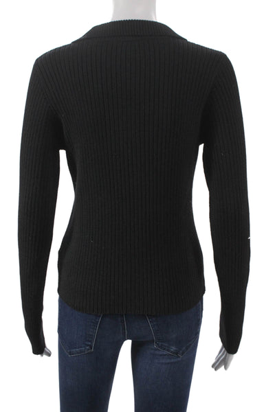 Z Supply Womens Black Collared Pullover Sweater Long Sleeve Polyester Size M
