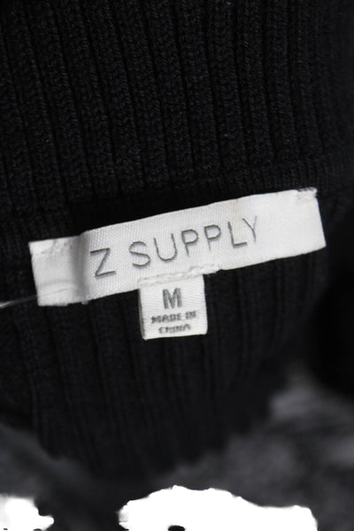 Z Supply Womens Black Collared Pullover Sweater Long Sleeve Polyester Size M