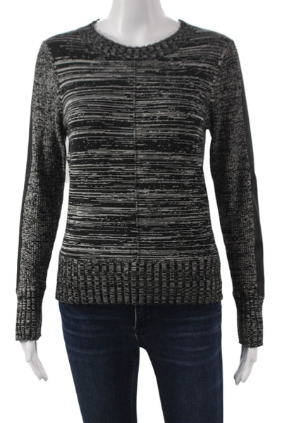 Central Park West Womens Black Striped Pullover Crew Neck Long Sleeve Size S