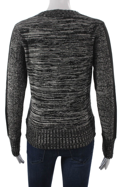 Central Park West Womens Black Striped Pullover Crew Neck Long Sleeve Size S