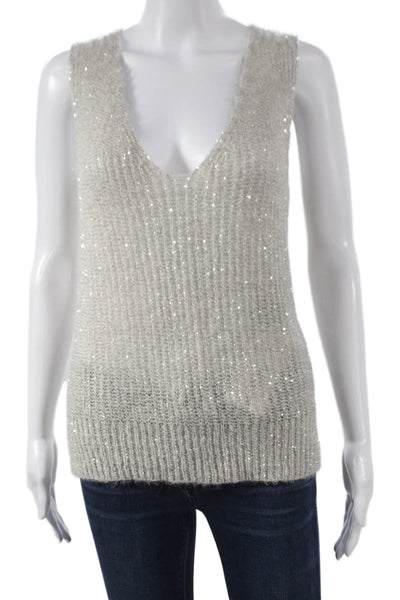 D. Exterior Womens Sweater Vest Gray V Neck Sleeveless Wool Blend Size S