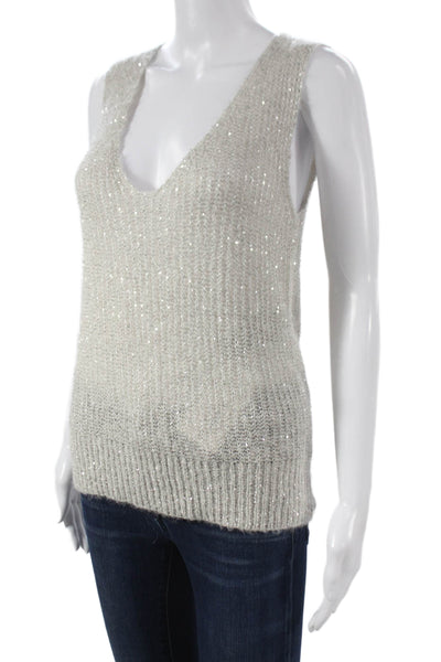 D. Exterior Womens Sweater Vest Gray V Neck Sleeveless Wool Blend Size S
