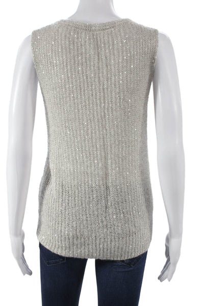 D. Exterior Womens Sweater Vest Gray V Neck Sleeveless Wool Blend Size S