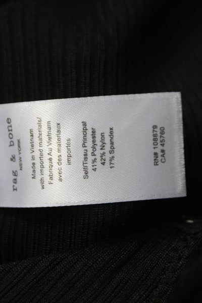 Rag & Bone Womens Long Sleeve V Neck Bodysuit Black Polyester Size L