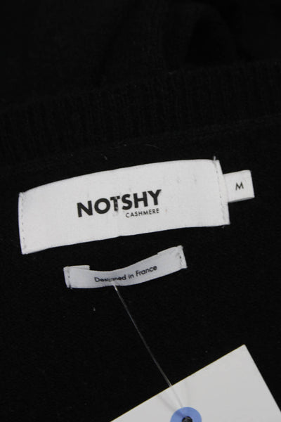 Notshy Womens One Piece Wool V-Neck Long Sleeve Bodysuit Black Size M