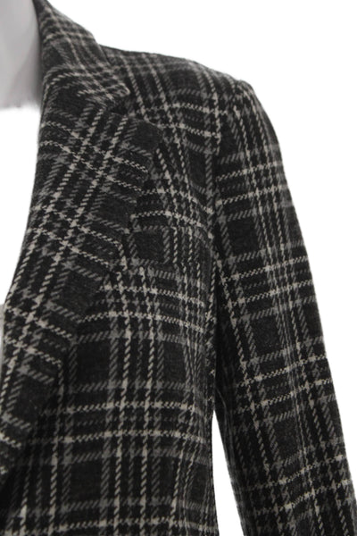 Good Match Womens Blazer Gray Plaid Viscose Button Long Sleeve Size 40