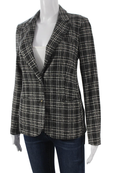 Good Match Womens Blazer Gray Plaid Viscose Button Long Sleeve Size 40