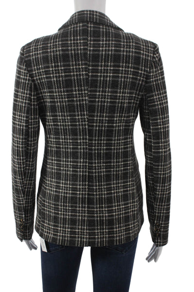Good Match Womens Blazer Gray Plaid Viscose Button Long Sleeve Size 40